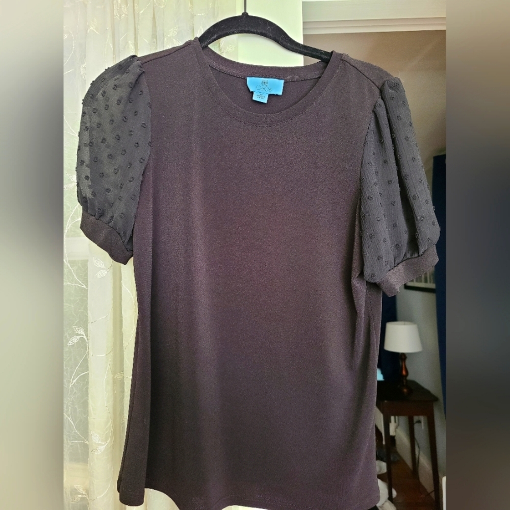 Cece mixed media black top